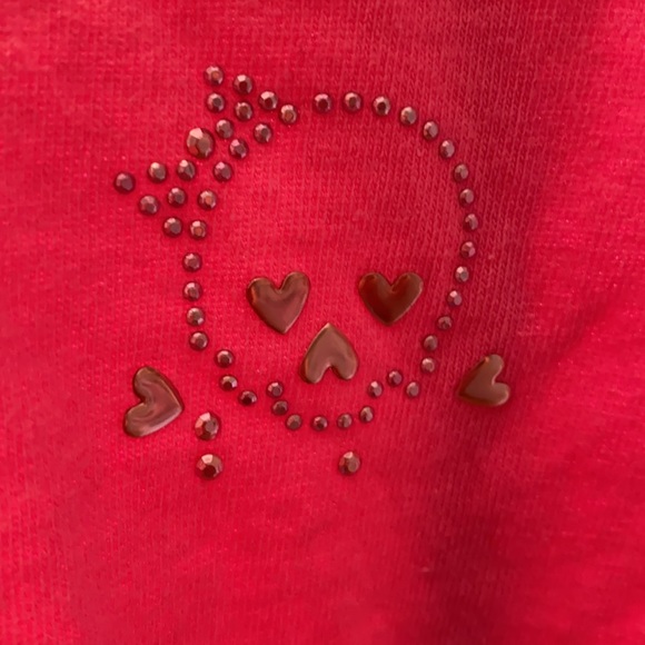 NWOT PINK SKULL ☠️ RHINESTONE TEE & PEACE ☮️ CAP❤️ - Picture 7 of 8